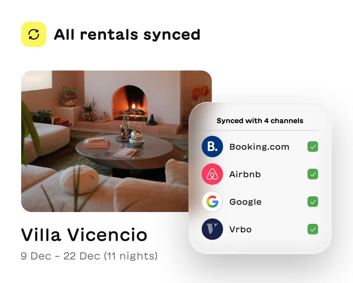 Villa Vicencio rental synced across Booking.com, Airbnb, Google and Vrbo